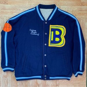 Avirex Varsity Jacket Reversible Flight Academy Mens XL Blue/Beige Vtg Wool Coat